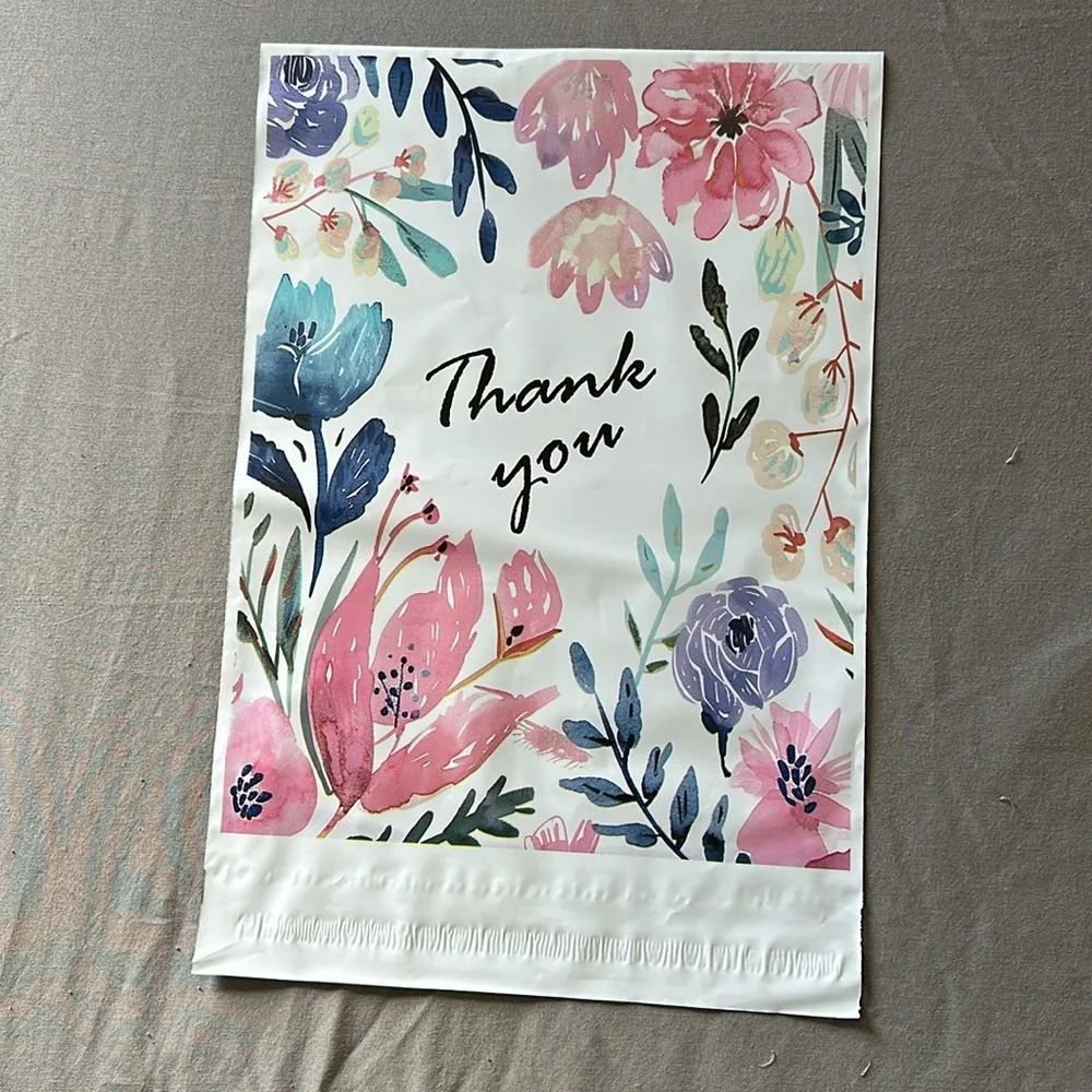 10x13 floral poly mailers bundle 15 - plus mystery thank you cards and stickers